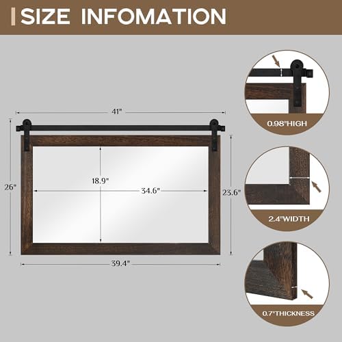 COGOOD Farmhouse Bathroom Mirrors for Over Sink - 26 x 41 Black Brown