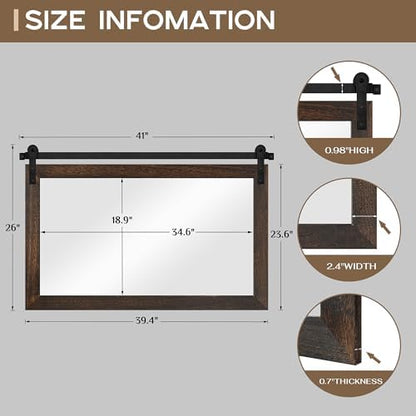 COGOOD Farmhouse Bathroom Mirrors for Over Sink - 26 x 41 Black Brown