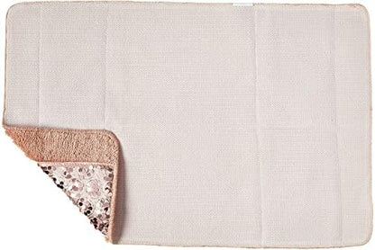 Zahari Home Sinatra Modern Bathroom Rug Classic Luxury Bath Rug Contemporary Decor Pink Bath Mat for Shower Unique Design Stylish Blush Bathroom Rug Bath Shower Tub Decor Bling Blush