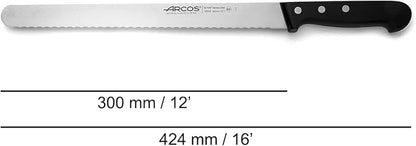 Arcos Pastry Knife/Cake Knife 12Inch Nitrum Stainless Steel and 300mm Blade.Ergonomic Polypropylene Handle. Allows to cut and prepare the bases for cakes and pastries. Series Universal. Color Black