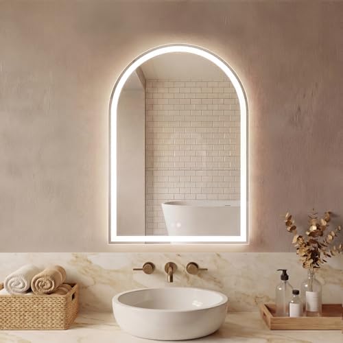 DUMOS 24"x32" LED Bathroom Mirror with Lights, Arched Vanity Mirror