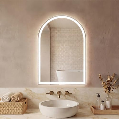 DUMOS 24"x32" LED Bathroom Mirror with Lights, Arched Vanity Mirror