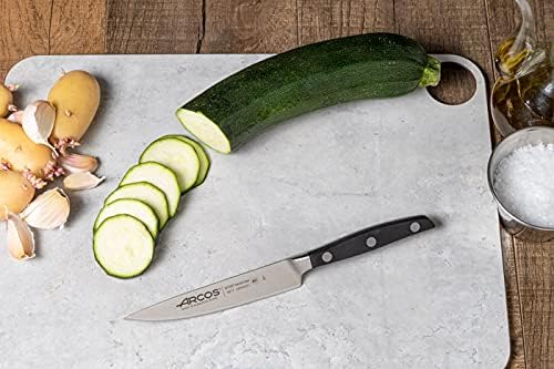 Arcos Vegatable Knife 5 Inch Stainless Steel. Professional Vegetable Knife for Peeling Fruits and Vegetables. Ergonomic Polyoxymethylene Handle and 130 mm Blade. Series Manhattan. Color Black.