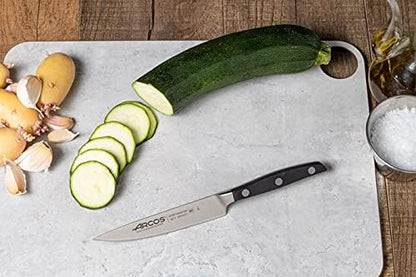 Arcos Vegatable Knife 5 Inch Stainless Steel. Professional Vegetable Knife for Peeling Fruits and Vegetables. Ergonomic Polyoxymethylene Handle and 130 mm Blade. Series Manhattan. Color Black.
