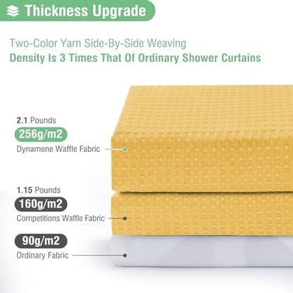 Dynamene Extra Long Waffle Shower Curtain 256 GSM Fabric 72"x84" Gold