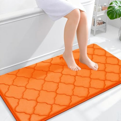 OLANLY Memory Foam Bath Mat Rug 44x24, Ultra Soft Bathroom Rugs, Orange