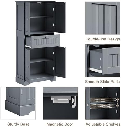 ChooChoo 51" H Bathroom Floor Cabinet with Drawer and Adjustable Shelves