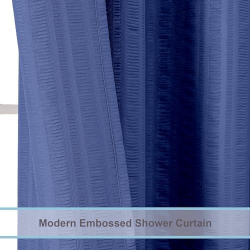 Aiyufeng Royal Blue Long Fabric Shower Curtain 72x78 inches Long, Hotel Quality, Washable, Water Repellent, Soft Blue Spa Bathroom Curtains with 12 Button Holes, 72x78 in