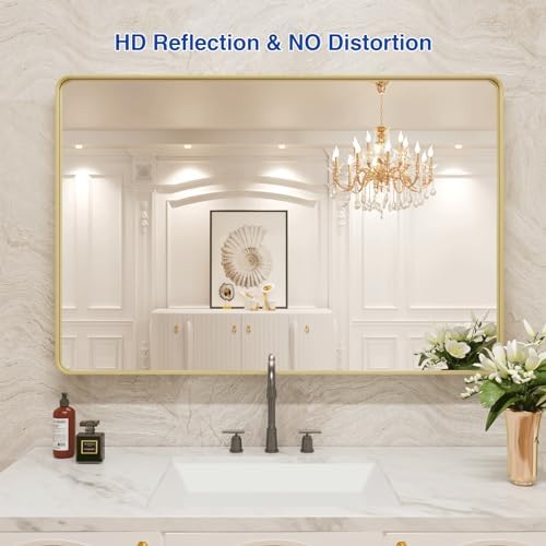 WEER Gold Bathroom Vanity Mirror 48X30 Inch