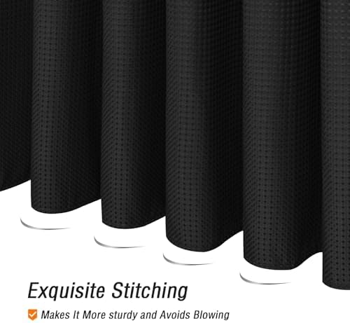 Gibelle Small Stall Black Fabric Shower Curtain, Hotel Style, 36 x 72