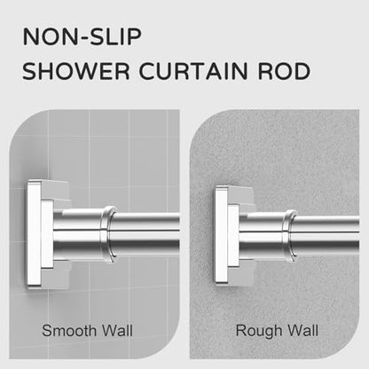 UIOSANRT Stainless Silver Shower Curtain Rod 31-92 Inches Non-Slip Shower Rod Tension Mounted No Drill Shower Curtain Rods Spring Tension Rod Adjustable for Windows Bathroom