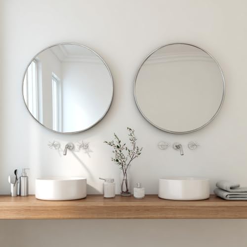 Sunniry Silver Bathroom Mirror 30 inch, 2 Pack Wall Mirror with Metal Frame