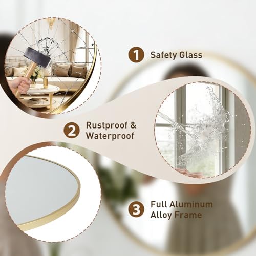NEWBULIG 24 Inch Round Wall Mirror, Bathroom Mirrors for Over Sink