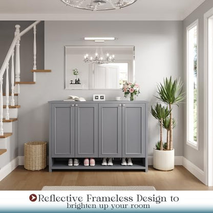 Frameless Bathroom Mirror 32"x48", Beveled Bathroom Mirror