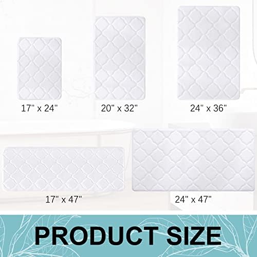 OLANLY Memory Foam Bath Mat Rug 24x16, Ultra Soft and Absorbent Bathroom Rugs, Non-Slip, Comfortable, Machine Washable Bath Carpet for Bathroom Floor, Tub, Shower and Home Decor Accessories, White