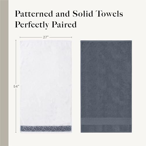 Modern Threads 6 Piece Bath Towel Set – Bathroom Towel Set with 2 Bath Towels, 2 Hand Towels & 2 Washcloths – 100% Cotton, Soft & Absorbent – Jacquard Border (Blue)