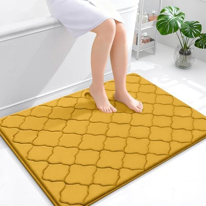 OLANLY Memory Foam Bath Mat Rug 40x32, Ultra Soft Bathroom Rugs, Yellow