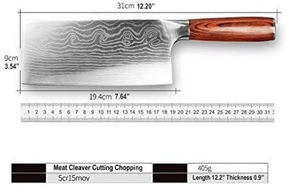 Damascus Chef Knife Set. Professional Japanese High Carbon Steel. 7Cr17mov Blade. Ergonomic comfort Woden Handle. (8 inch Chop Cut)