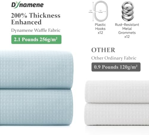 Dynamene Long Waffle Shower Curtain 256 GSM Heavy Fabric 72x78 Fog Blue