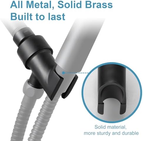 OFFO Shower Head Holder for Handheld Shower Head, Adjustable Shower Arm Mount for Connecting Shower Arm and Shower Hose, 1/2 Inch IPS Female Inlet and Male Outlet, Matte Black Finish