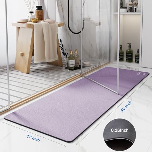 Extra Long Bathroom Runner Stone Bath Mats for Bathroom,17"x59"Lavender