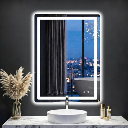 LED Bathroom Mirror with Lights, 24"x32" Lighted Vanity Mirror for Wall