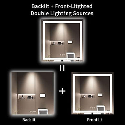 LOAAO 36"X36" LED Bathroom Mirror with Lights, UL Listed