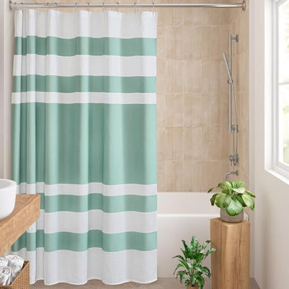 Madison Park Spa Waffle Shower Curtain for Bathroom, 72 x 72, Aqua