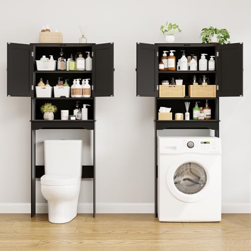 RRX Over The Toilet Storage Cabinet, Bathroom Above Organizer (Black)