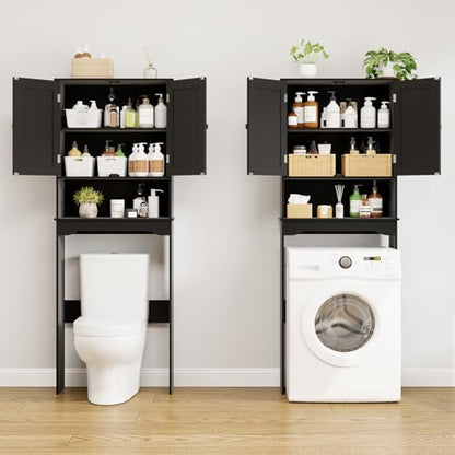 RRX Over The Toilet Storage Cabinet, Bathroom Above Organizer (Black)