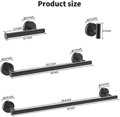 Newfun 10 Pieces Matte Black Bathroom Hardware Set 24 Inch