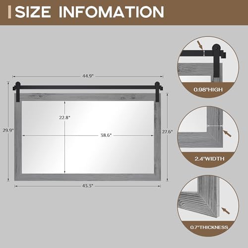 COGOOD Farmhouse Bathroom Mirrors for Over Sink - 30 x 45 Grey