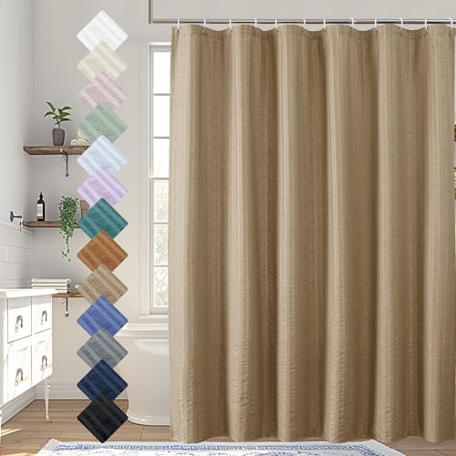 Aiyufeng Taupe Shower Curtain for Bathroom, Embossed Textured Fabric Shower Curtain for Bathroom - Soft Cloth & Hotel Spa, Machine Washable, 72X84,Taupe