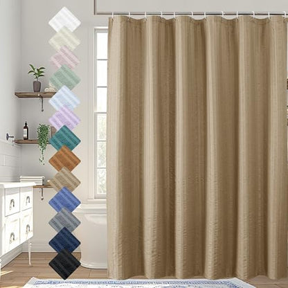 Aiyufeng Taupe Shower Curtain for Bathroom, Embossed Textured Fabric Shower Curtain for Bathroom - Soft Cloth & Hotel Spa, Machine Washable, 72X84,Taupe