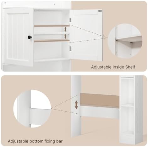 Ahomly Over The Toilet Storage Cabinet, 32.3" W x 70.3" H, White