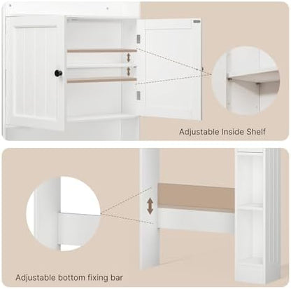 Ahomly Over The Toilet Storage Cabinet, 32.3" W x 70.3" H, White