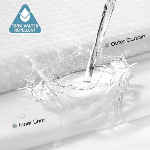 EUTXL Heavyweight No Hook Shower Curtain with Liner, White,71x80