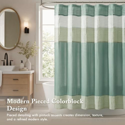 Madison Park Amherst 72 x 72 Bathroom Shower Curtain, Faux Silk, Green