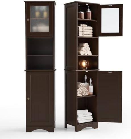 Gizoon Tall Bathroom Storage Cabinet with Adjustable Shelves