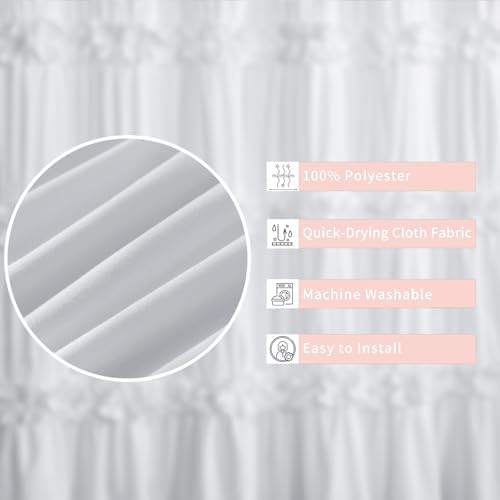 Homechoice Decor White Shower Curtain 2 Pack, 72" W x 72" L x 2 Panels