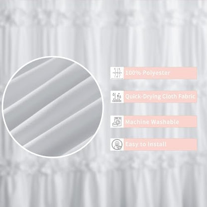 Homechoice Decor White Shower Curtain 2 Pack, 72" W x 72" L x 2 Panels