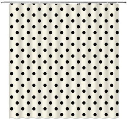 Polka Dot Shower Curtain Cream Beige Retro Spot Vintage Fabric Decorative Bathroom Curtains with Hooks,75" Wx70 H