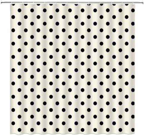 Polka Dot Shower Curtain Cream Beige Retro Spot Vintage Fabric Decorative Bathroom Curtains with Hooks,67" Wx70 H