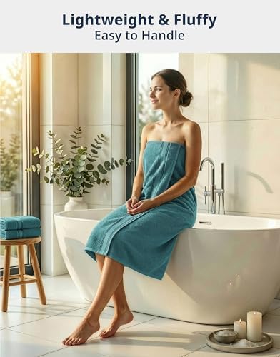 LANE LINEN Bath Towel Set Absorbent Quick Dry 100% Cotton 4 Piece - Teal