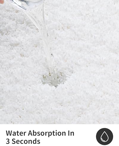 ILANGO White Toilet Rugs U Shaped 22" × 24" Non Slip & Super Absorbent Extra Thick Soft, Washable Bath Mats for Bathroom Floor, Microfiber Plush Shaggy Contour Bath Rugs for Toilet,Dry Quick