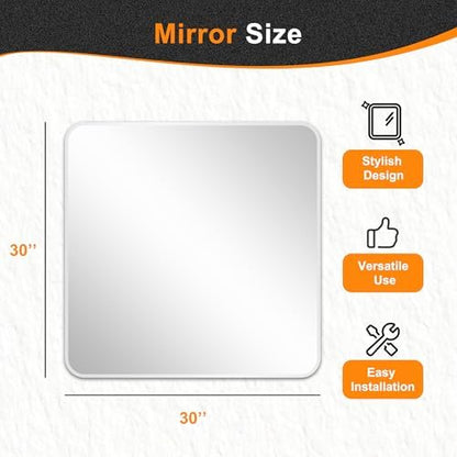 Delma Bathroom Vanity Mirror, Silver Framed Mirror for Over Sink, 30x30