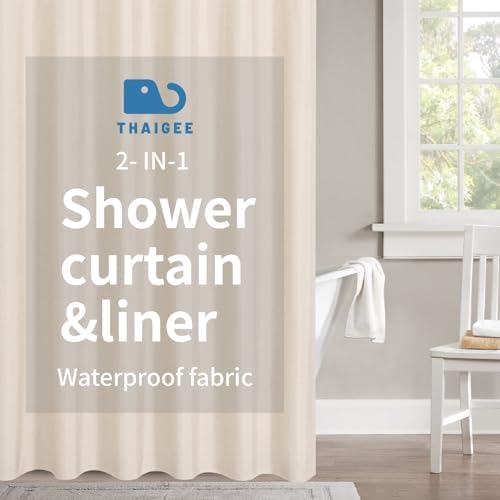 Waterproof Fabric Shower Curtain,No Liner Needed,36x72,Cream