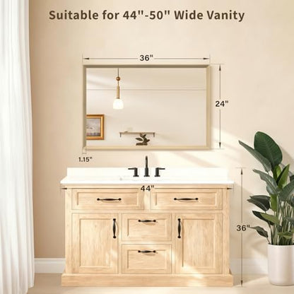 Oak Wood Effect Framed Wall Mirror, 24x36 Rectangle Mirror