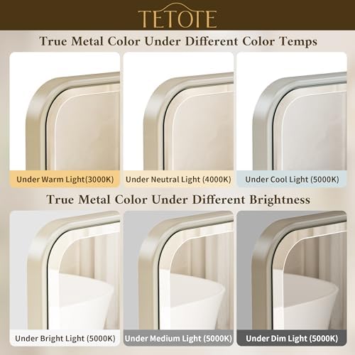 TETOTE Brushed Nickel Vanity Mirror for Bathroom 55 x 30 Beveled Edge Tempered Glass, Rounded Corner Rectangle Wall Mirror for Modern Bathroom, Living Room, Bedroom, Entryway