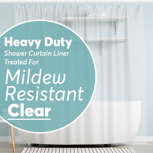 BigFoot Shower Curtain – 72 x 72 PEVA Heavy Duty Shower Curtain with Rustproof Metal Grommet and 3 Magnetic Weights – Odor Free and Compatible with Standard Showers, Clear